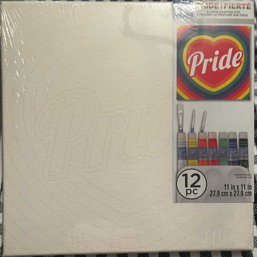 11”X11” 12 Pc. Canvas Painting Kit Pride by Artist's Loft - PRIDE Rainbow Heart